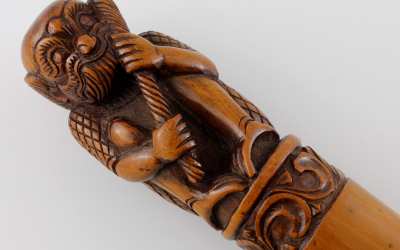 Carved Bamboo Walking Stick
