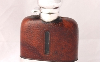 Leather Silver Plate Flask