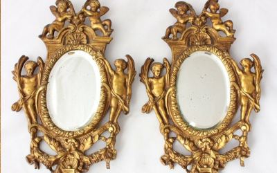 Pair Small Brass Mirrors