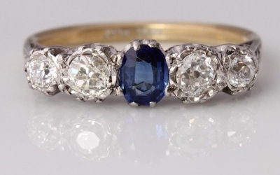 Sapphire Diamond Five Stone Ring