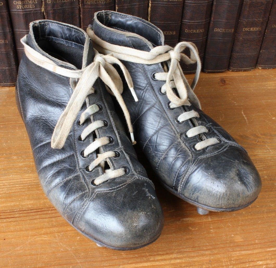 Vintage Rugby Boots. Old Black Leather 
