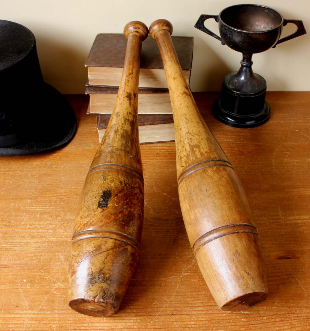 Large And Heavy Indian Clubs Wood Exercise Weights Meels Gym C1910