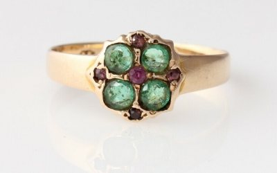 15ct Emerald Ruby Ring