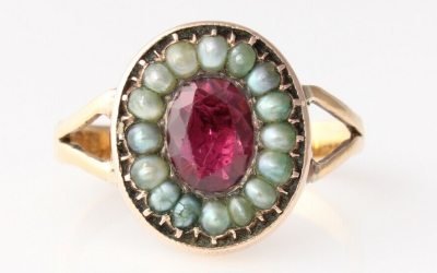 22ct Garnet Pearl Ring