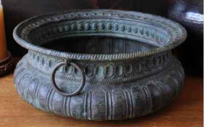 Antique Copper Ringed Bowl
