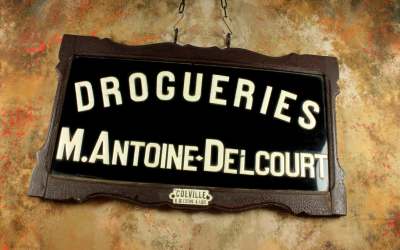 Drogueries Antique Glass Sign