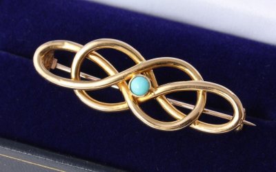 Gold Turquoise Brooch