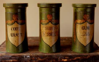 Green Apothecary Wood Jars