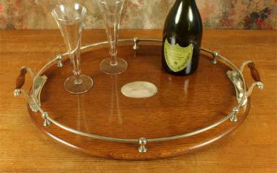 Oak Gallery Tray Antique