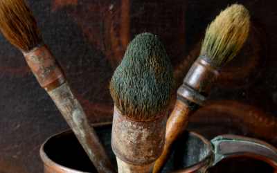 Paint Brushes Copper Pot