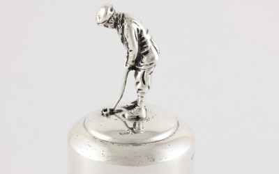 Silver Golfer Desk Bell