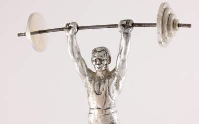 Silver Plate Weightlifter Trophy Statue