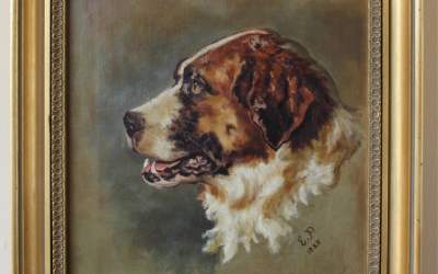 St Bernard Dog Painting