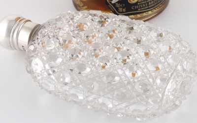 Victorian Cut Glass Silver Flask