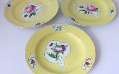 Yellow Meissen Flower Plates