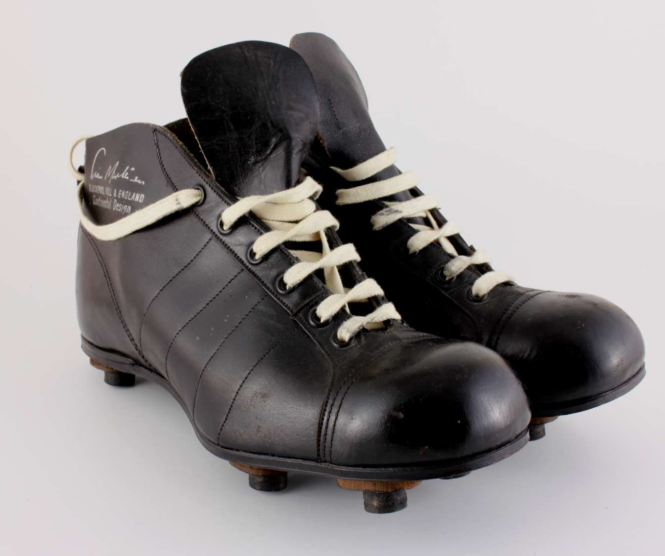 Vintage 1950s Stan Mortensen Blackpool Leather Football Boots. Old Soccer Cleats.